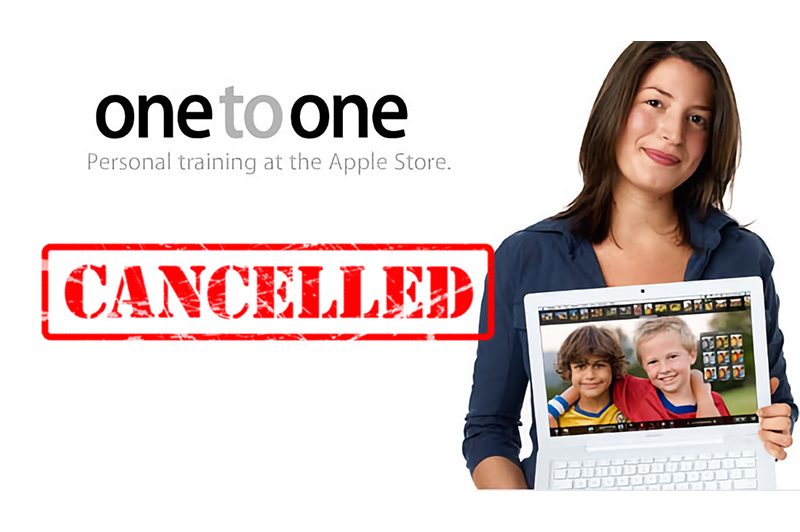 apple one to one cancelled woman holding computer